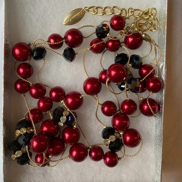 Coldwater Creek Multi Strands Glass Faux Pearls Necklace - Picture 2 of 4